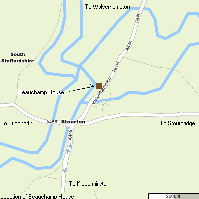 Map of the area around Beauchamp House