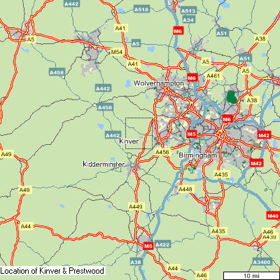 Map of the west Midlands area